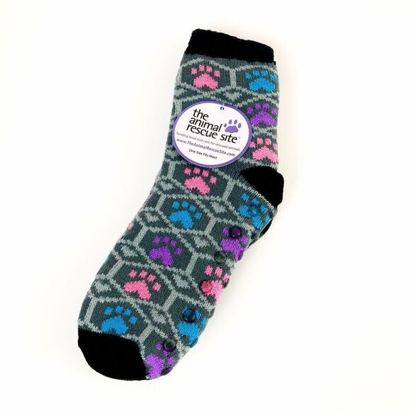 Anti-Slip Colorful Paw Print Extra Thick PVC Dots Gripper Slipper Socks - Picture 1 of 4
